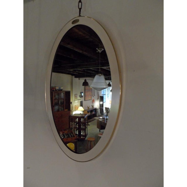 Vintage White Oval Mirror, 1950s For Sale - Image 9 of 11