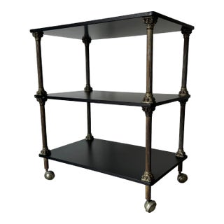 1960's Maxwell Phillip New York - Black Ebonized and Gilt Bronze Serving Cart For Sale