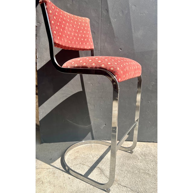 Set of 4 1970s Milo Baughman Style Modernist Chrome Bar Stools by Cal-Style – Project Set For Sale - Image 13 of 17