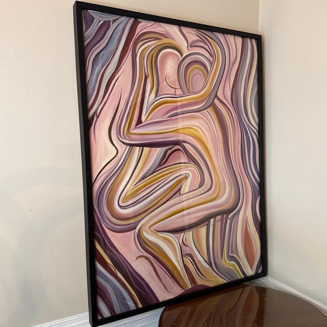 Vintage Abstract Nude Painting on Canvas ~ Framed For Sale - Image 4 of 12