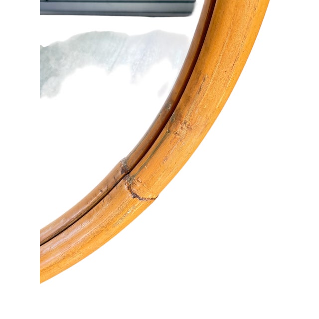 1970s Large Round Bent Rattan Mirror For Sale In Los Angeles - Image 6 of 9