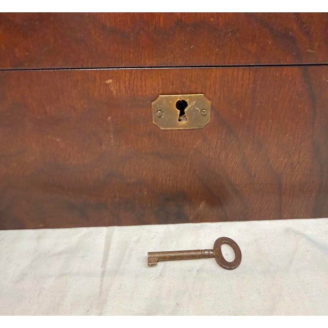 Signed Antique 19th Century Gaming Poker Wood Brass Box Travel Set Clay Chips For Sale - Image 9 of 11