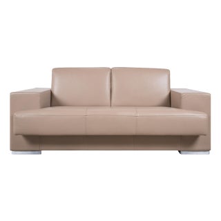 Rolf Benz Two-Seater Leather Sofa Cream Beige Couch For Sale