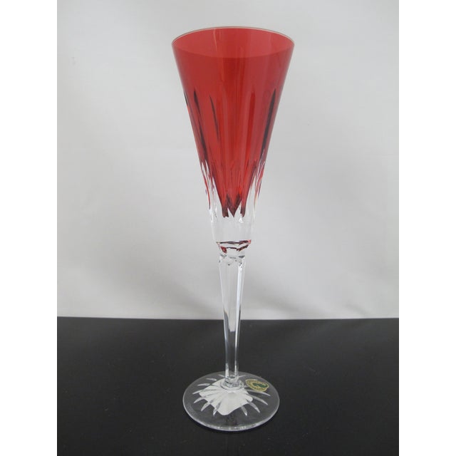 Waterford Crystal Waterford Crystal 12 Days of Christmas 5 Golden Rings Crimson Champagne Flute For Sale - Image 4 of 9