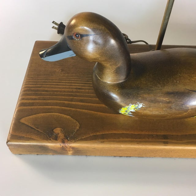 Wooden Duck Lamp & Burlap Shade Chairish