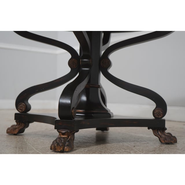 2000 - 2009 Drexel Round French Empire Mahogany Inlaid Pedestal Center Table For Sale - Image 5 of 12