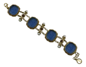 Tagliamonte Blue Venetian Glass & Pearl Bracelet – 925 Sterling Silver With 18k Gold Accents