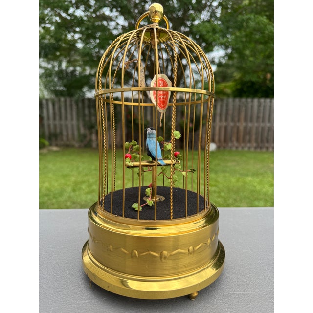 Mid 20th Century 1950s Karl Griesbaum Made in Germany Mechanical Singing Bird Cage Automaton - New in Box For Sale - Image 5 of 17