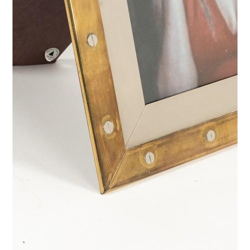 Brown Mid-Century Picture Frame in Brass, Steel and Glass from Noel BC, Italy, 1970s For Sale - Image 8 of 11