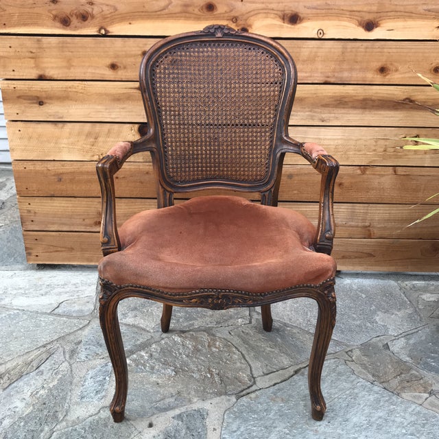 Antique Louis XV Style Cane Back Carved Wood Bergere Chair Chairish