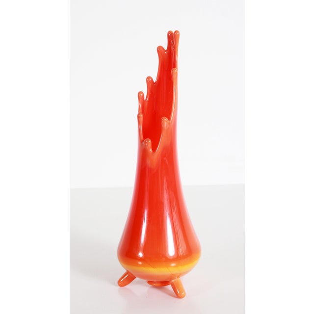 Vintage Mid Century Modern Orange Stretch Glass Vase Chairish
