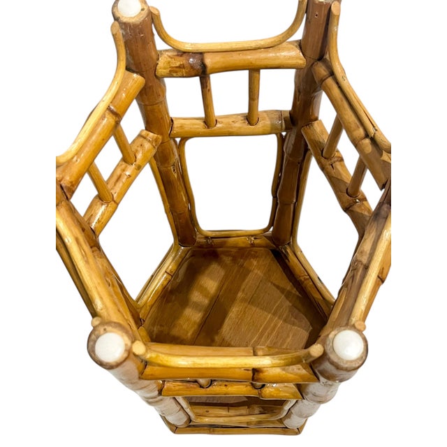 Vintage Hexagonal Bamboo Plant Stand Table For Sale - Image 12 of 12