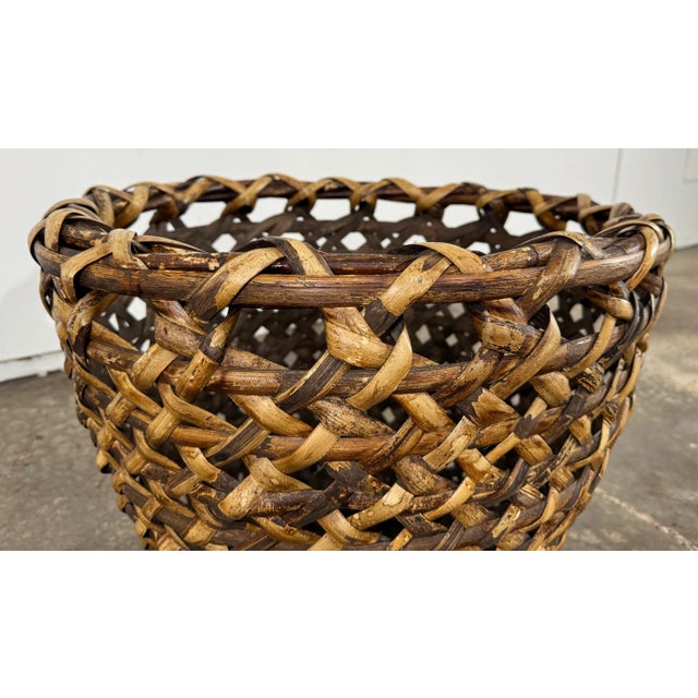 Vintage Extra Large Woven Rattan Basket For Sale In Kansas City - Image 6 of 6