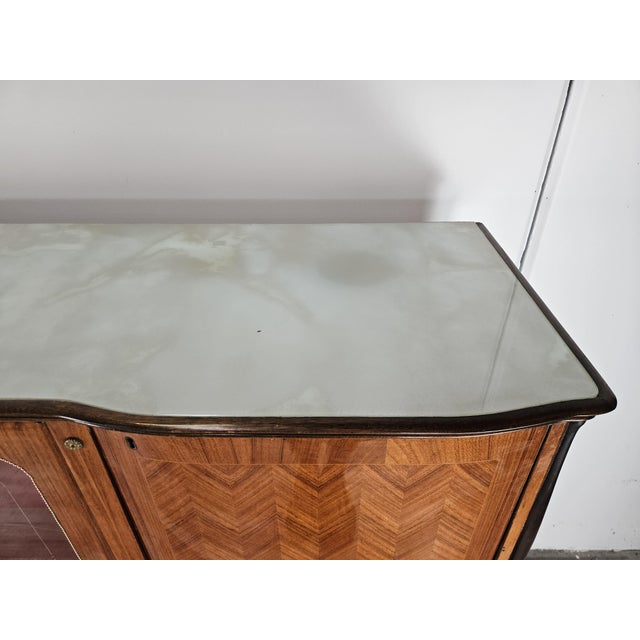 Black Vintage Walnut Display Cabinet with Glass Doors and Shaped Glass Top, 1960 For Sale - Image 8 of 18