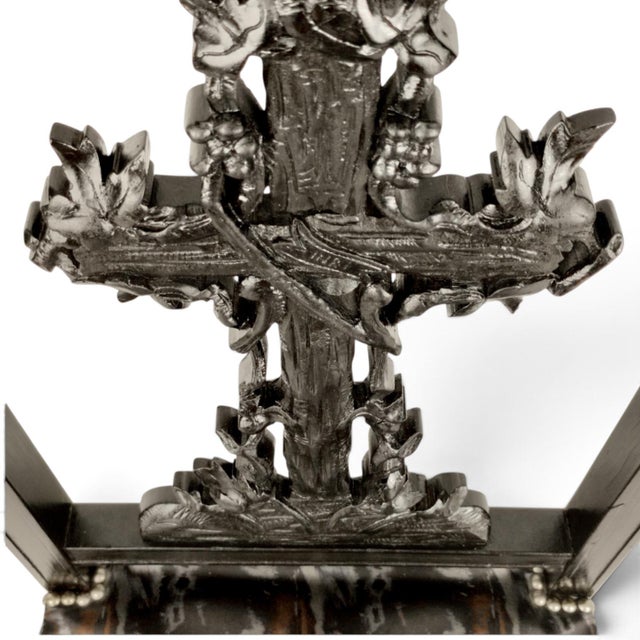 Antique Victorian Gothic Revival Ebonized Wood Prie-Dieu Prayer Chair with Carved Cross, 1900 For Sale - Image 5 of 10