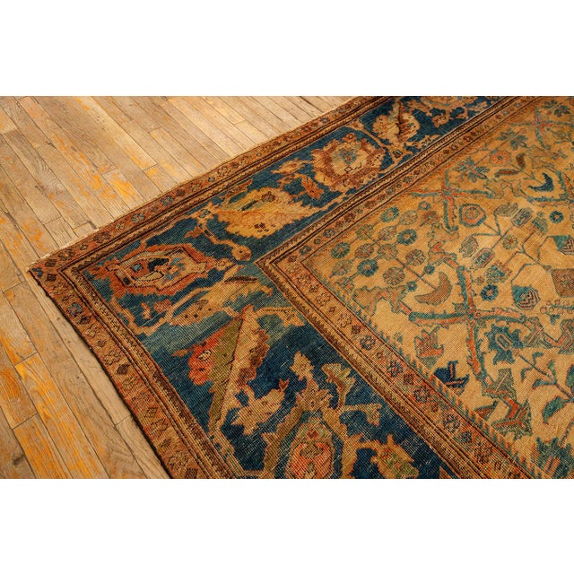 Textile 1940s Classic Beige Geometric Antique Knotted Wool Persian Mahal Farahan Rug For Sale - Image 7 of 10