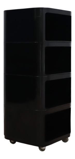 Vintage Black Componibili 4970 Modular Trolley by Anna Castelli Ferrieri for Kartell, 1960s