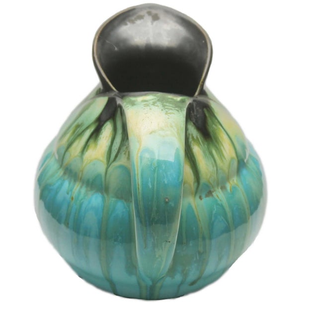 Light Blue Drop Glaze Ceramic Pitcher, Belgium For Sale - Image 3 of 11