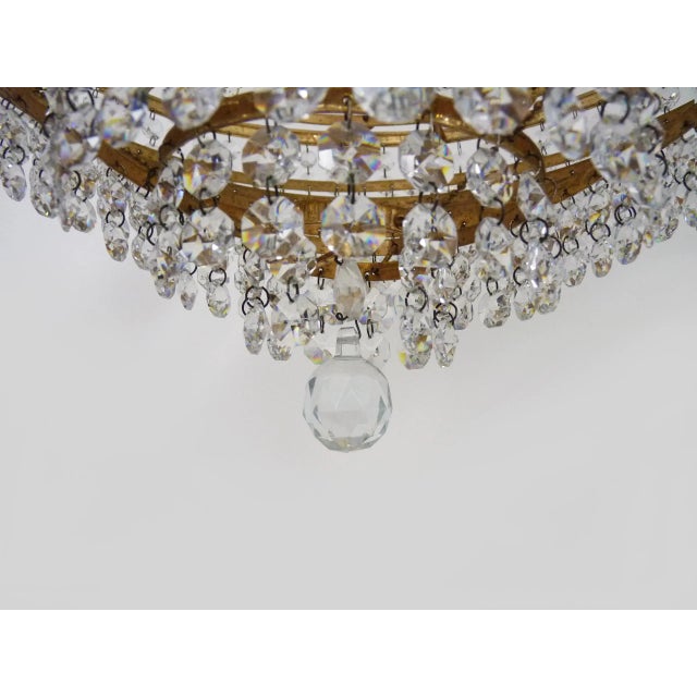 Large Brass 6-Light Chandelier with Glass Pendants, 1980s For Sale - Image 10 of 11