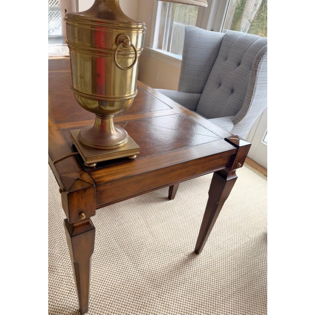 Custom Tufted Navy Blue, Gray, Light Blue Hounds-Tooth Wingback Chair in Schumacher For Sale - Image 15 of 18