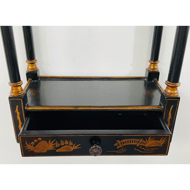 Chinoiserie Style Pagoda Form Faux Bamboo Wall Rack, 3 Shelves | Chairish