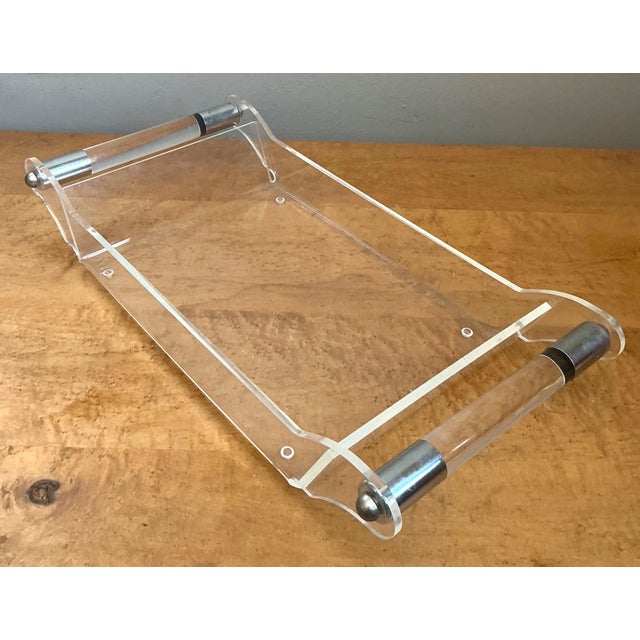 Vintage Lucite and Chrome Tray For Sale - Image 13 of 17