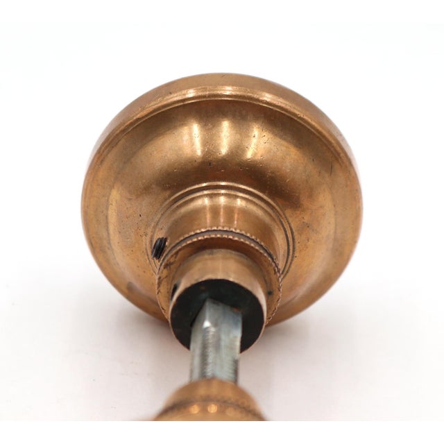 Pair of 1910s Corbin At&t Polished Brass Passage Door Knobs For Sale - Image 6 of 6