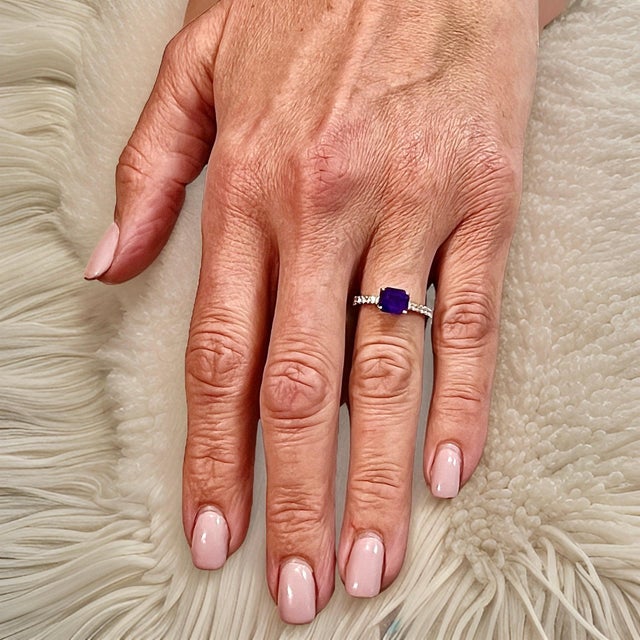 Natural Sapphire Diamond Ring 6.5 14k W Gold 1.99 TCW Certified, Size 6.5 For Sale - Image 10 of 15