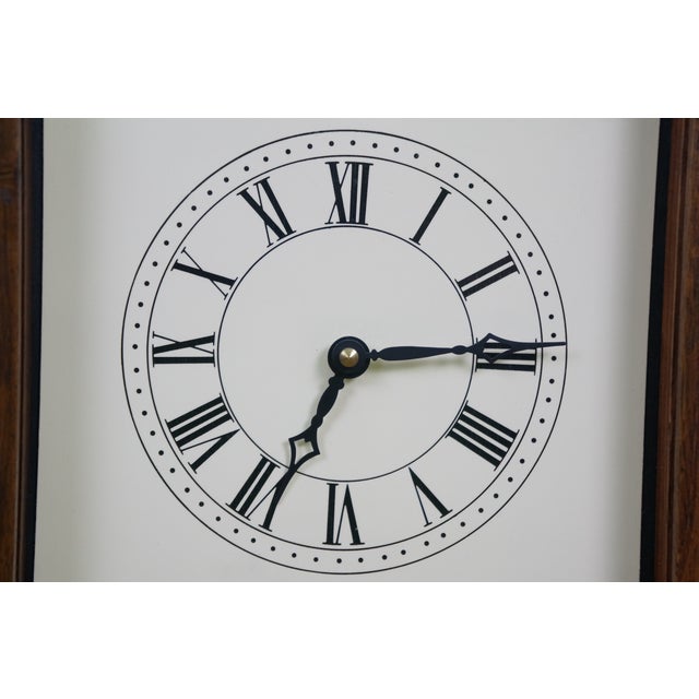 Vintage Mission Arts & Crafts Oak Table Top Quartz Mantel Clock Drawer Bat Op For Sale - Image 13 of 16