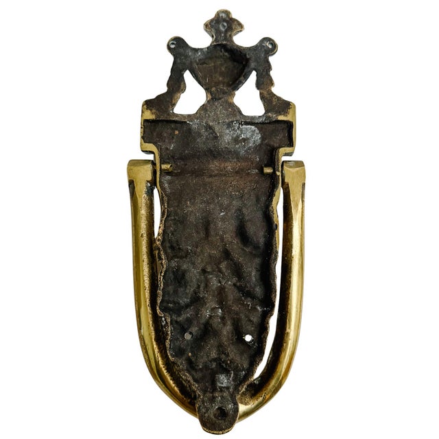 Mid 20th Century Vintage Neoclassical Solid Brass Urn & Acanthus Leaf Door Knocker For Sale - Image 5 of 6