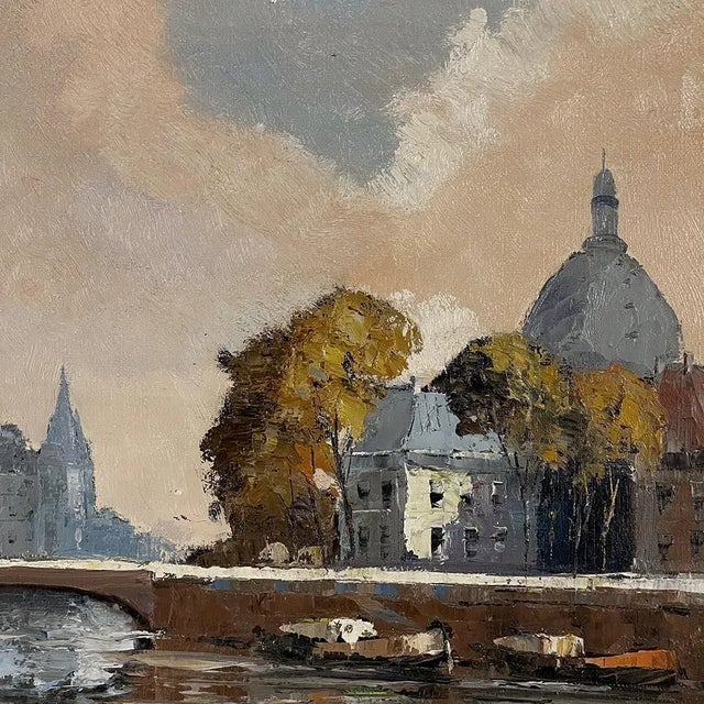 Vintage Framed Oil Painting on Canvas by J. Van Der Berk For Sale - Image 9 of 13