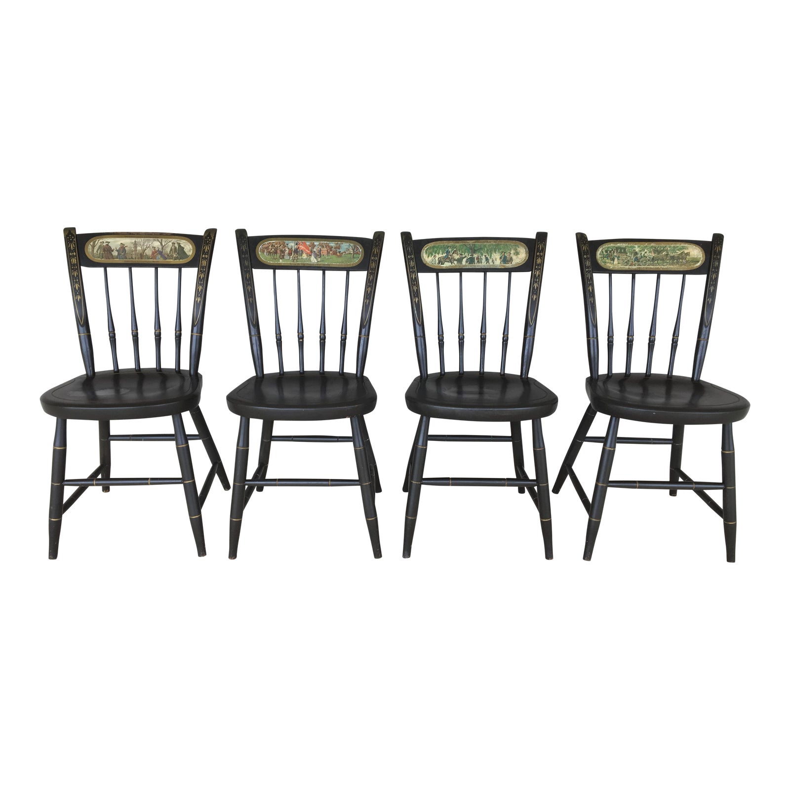 Nichols & Stone Ebonized Bicentennial Windsor Chairs Set of 4 Chairish