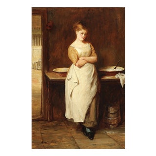 John Pettie, A Victorian Maid, 1800s, Oil Painting on Canvas For Sale