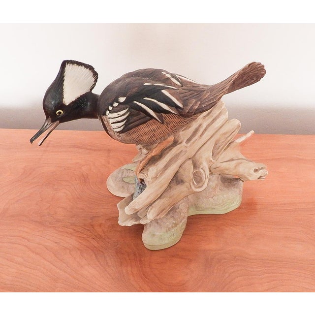 Boehm Porcelain Sculpture Pair Hooded Mergansers Water Fowl Birds Male & Female For Sale - Image 4 of 12