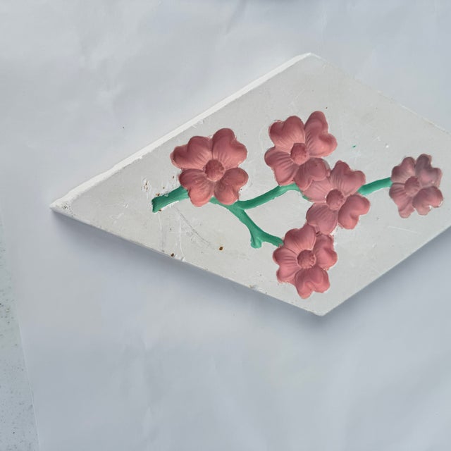 Mid 20th Century Cherry Blossom Chalkware Wall Plaques- Set of 3 For Sale - Image 10 of 12