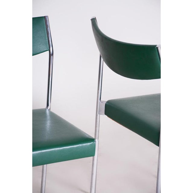 Gold Mid-Century Chairs in Chrome and Leatherette, Central Europe, 1950s, Set of 4 For Sale - Image 8 of 13