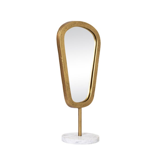 New special order item. Not vintage. Shine on! This Micah Small mirror offers a touch of glimmer with its aged gold finish...