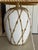 Ceramic Vintage Hollywood Regency Boho Faux Bamboo “Icing” Ceramic Table Lamps With Raffia Shades - A Pair For Sale - Image 7 of 12