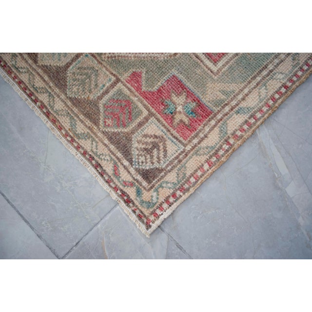 1960s Small Turkish Rug Hand Knotted Entryway Mat Bath Rug Kitchen Decor - 21'' X 45'' For Sale - Image 11 of 11