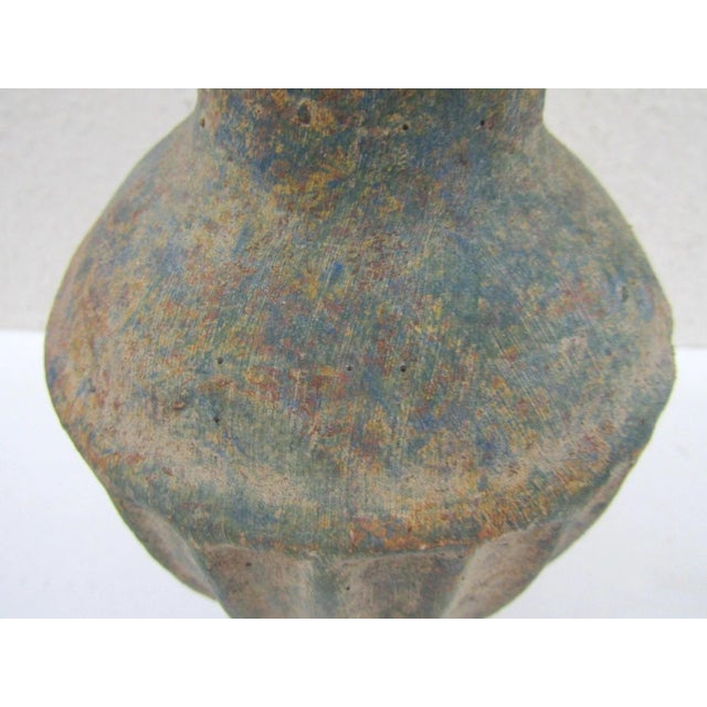 Dark Pink Antique Bo Fajans 1930s Earthenware Vase With Vertical Fluting 8" Tall For Sale - Image 8 of 13
