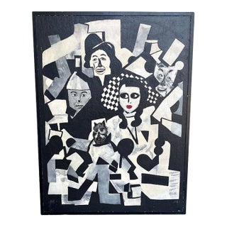 Vintage 1980s Large Cubist Wizard of Oz Figural Painting For Sale