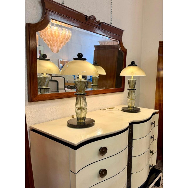 Murano Glass Table Lamps in Smoked Grey and Black Glass and Brass, 2000s, Set of 2 For Sale - Image 15 of 16