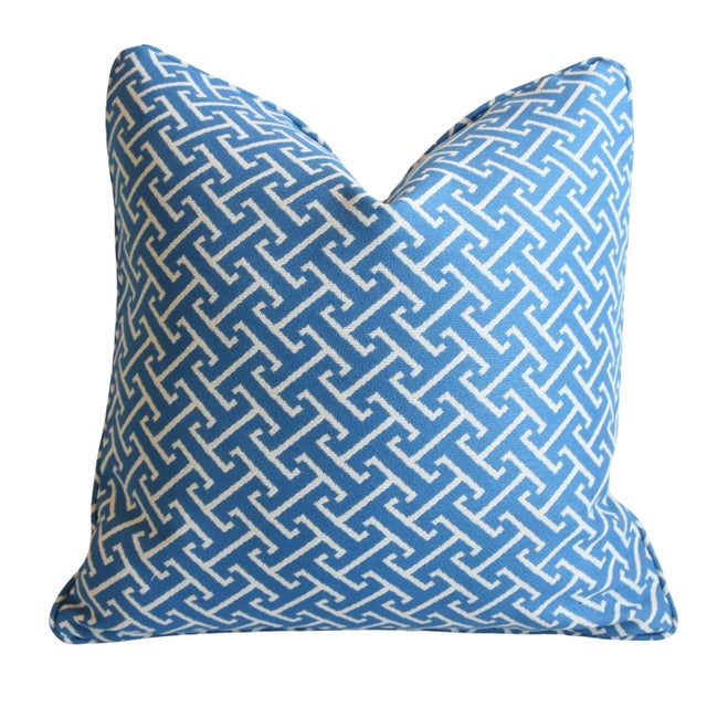 2020s Blue & White Geometric Modern Contemporary Feather/Down Pillow 20” Square For Sale - Image 5 of 5