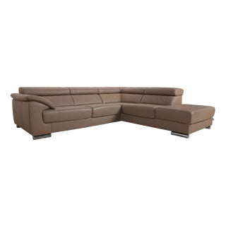 Ewald Schillig Courage Leather Corner Sofa Brown Manual Function For Sale