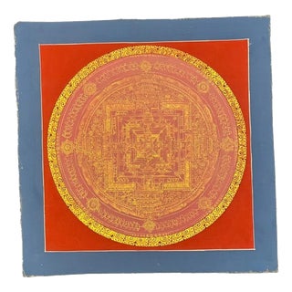 Tibetan Kalachakra Mandala Hand-Painted Thangka For Sale