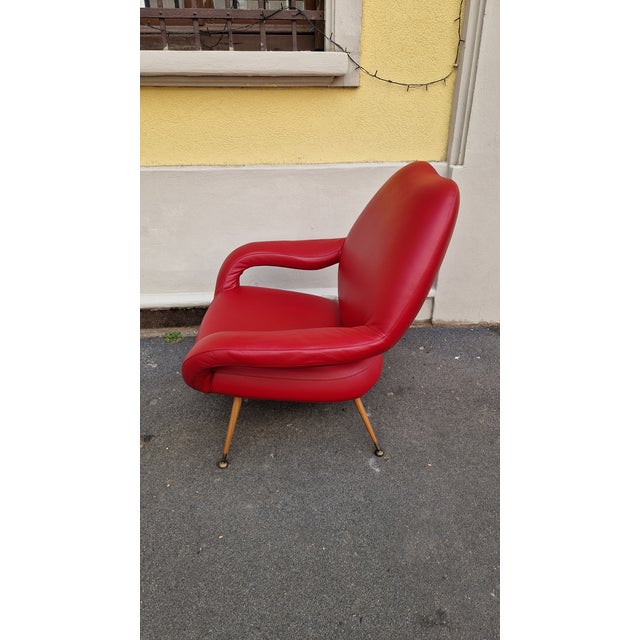 Set of Model DU55 Chairs in Red Leather by Gastone Rinaldi for Poltrona Frau, 1954 For Sale - Image 10 of 18