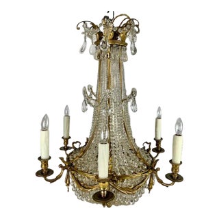 Vintage French Empire Gilt Chandelier Circa 1900 For Sale