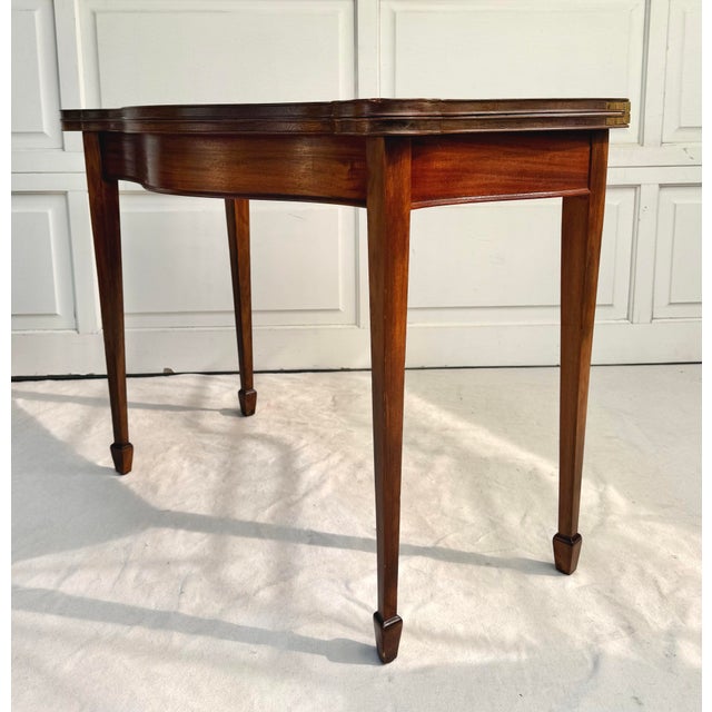 Vintage George III Style Mahogany Serpentine Fold-Over Console Game Table For Sale - Image 14 of 17