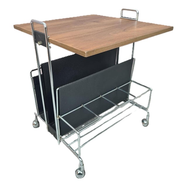 Mobile Side Table with Magazine Rack, Germany, 1970s For Sale