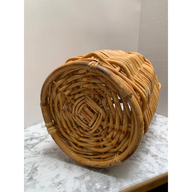 Vintage Tall Rustic Wood Woven Decor & Storage Basket For Sale - Image 10 of 10